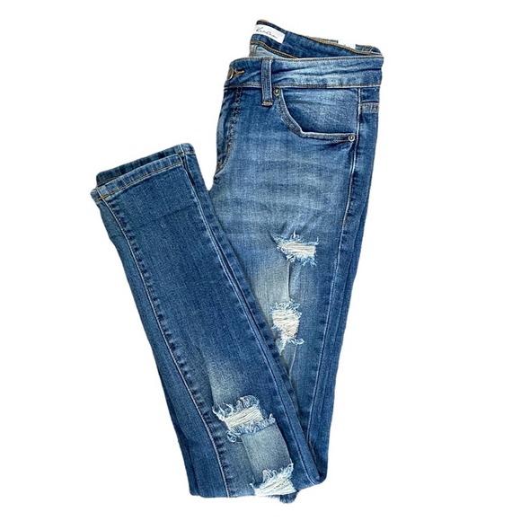 KanCan Denim - KanCan Heavily Distressed Mid Rise Skinny Jeans | Size 27 | MT1007